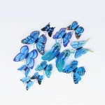 3D double butterflies with magnet, house or event decorations, set of 12 pieces, blue color, A10